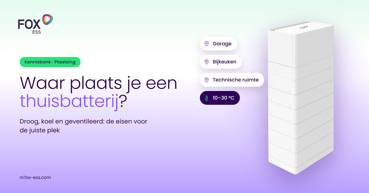 Thuisbatterij van Fox ESS met geschikte plekken: garage, bijkeuken of technische ruimte